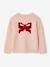 Kerstcadeauverpakking 'Renne' jacquard trui + 2 scrunchies voor meisjes ecru+lichtroze - vertbaudet enfant 