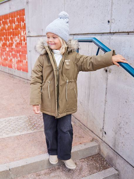 3-in-1 parka met capuchon meisje DARK GREEN+groengrijs+kaki+PURPLE DARK+salie+zwart - vertbaudet enfant 