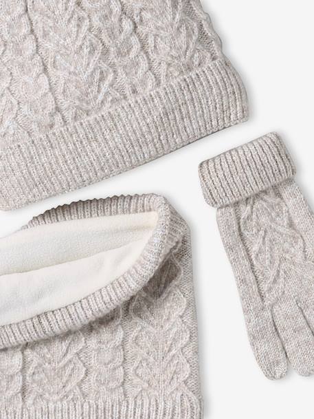 Kerstcadeauset voor meisjes muts + snood + wanten/handschoenen gemêleerd beige - vertbaudet enfant 