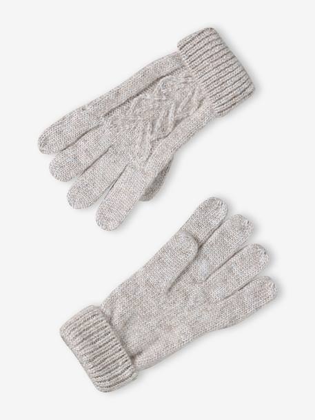 Kerstcadeauset voor meisjes muts + snood + wanten/handschoenen gemêleerd beige - vertbaudet enfant 