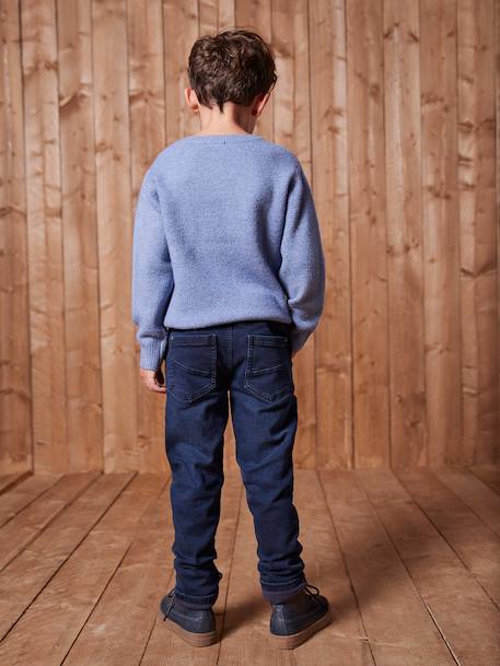 Gevoerde jeans met rechte pasvorm, eenvoudig aan te trekken denim blue black - vertbaudet enfant 