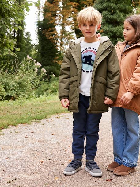 Eenvoudig aan te trekken gevoerde polaire jongensjoggingbroek HAZELNOOT+inktzwart - vertbaudet enfant 