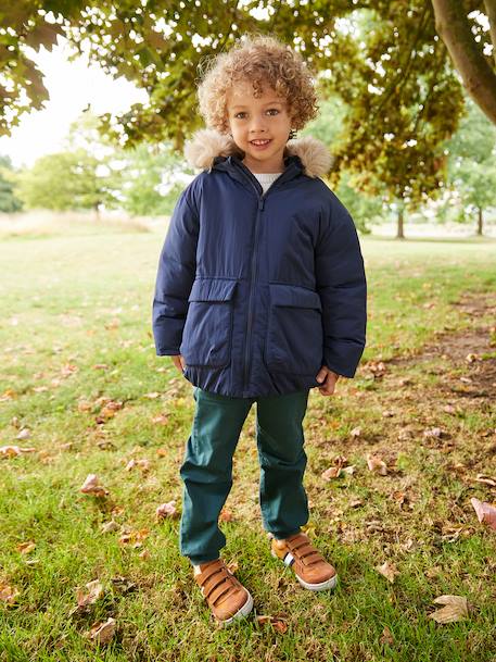 Parka sweater met capuchon voor jongens marineblauw - vertbaudet enfant 