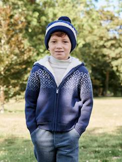 -Sweater met capuchon gevoerd met sherpa voor jongens