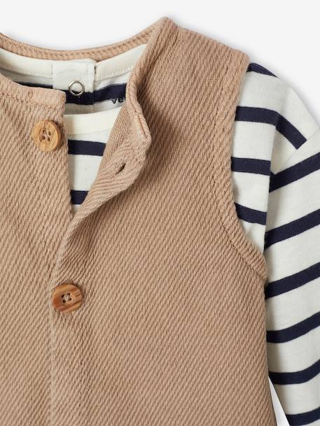 Set t-shirt + jumpsuit met strepen pecannoot - vertbaudet enfant 