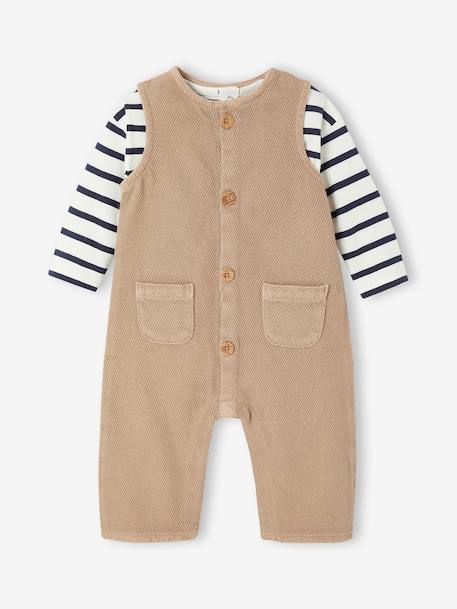 Set t-shirt + jumpsuit met strepen pecannoot - vertbaudet enfant 