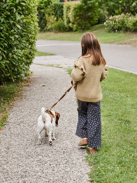 Wijde fleece legging voor meisjes bruin, bedrukt+marineblauw+vanille - vertbaudet enfant 