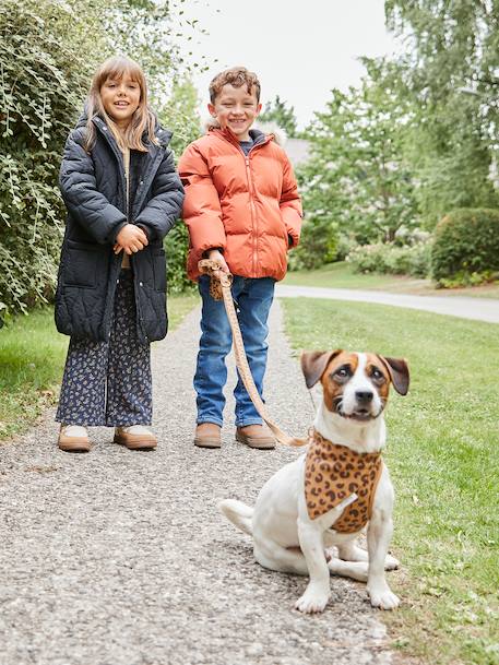 Donsjack met capuchon, fleecevoering en wanten of handschoenen amber+dennen - vertbaudet enfant 