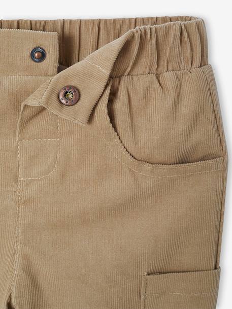 Babybroek met battle fit in fluweel/velours met voering antraciet+kaki - vertbaudet enfant 