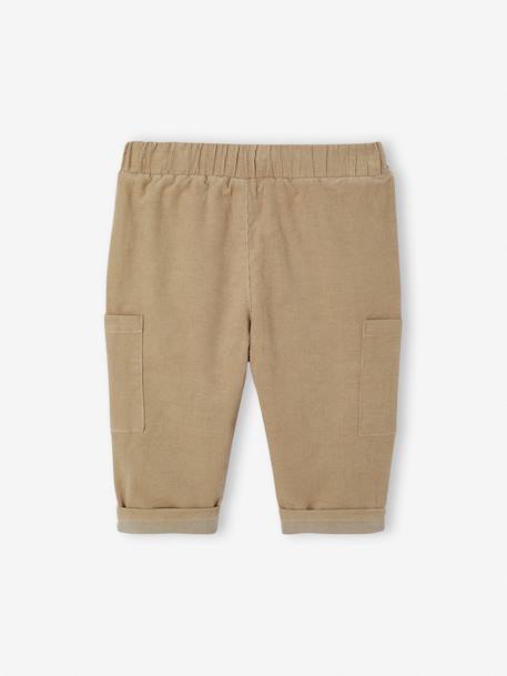 Babybroek met battle fit in fluweel/velours met voering antraciet+kaki - vertbaudet enfant 