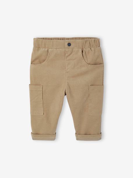 Babybroek met battle fit in fluweel/velours met voering antraciet+kaki - vertbaudet enfant 