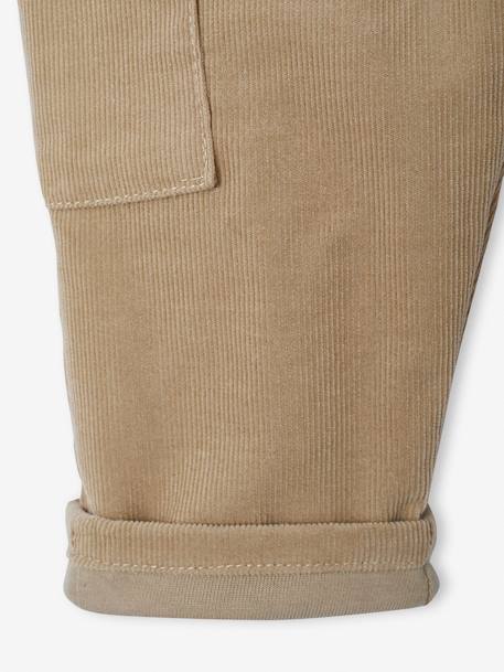 Babybroek met battle fit in fluweel/velours met voering antraciet+kaki - vertbaudet enfant 