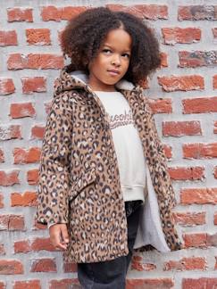 -Mantel met capuchon van Laine stof met luipaardprint voor meisjes