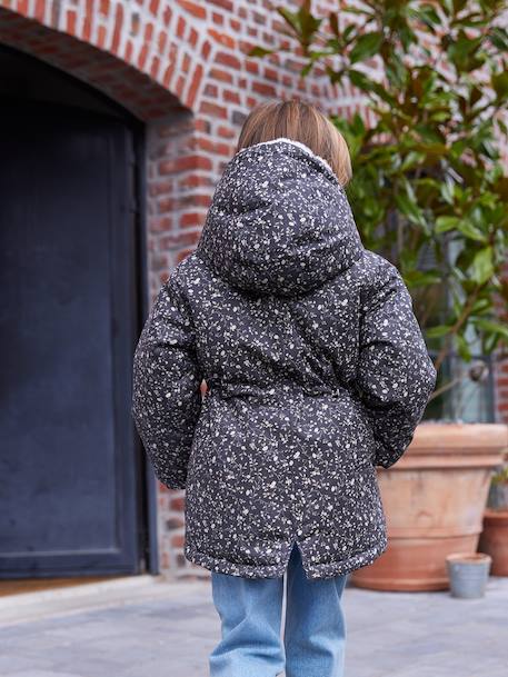 Romantische parka met capuchon voor meisjes groen+marineblauw - vertbaudet enfant 