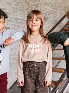 -T-shirt New York met fluorescerende accenten, lange mouwen, meisjes