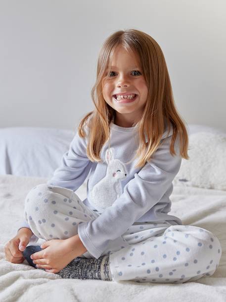 Pyjama  fluweel / velours  voor meisjes Konijn hemelsblauw - vertbaudet enfant 