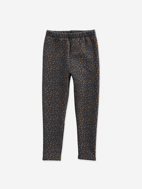 Meisjeslegging met fleecevoering Bruin met print+donkergrijs+grijs, bedrukt+inktblauw+rozenhout - vertbaudet enfant 