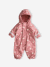 Bedrukte regenjas met capuchon voor baby's, gevoerd met fleece oudroze - vertbaudet enfant 