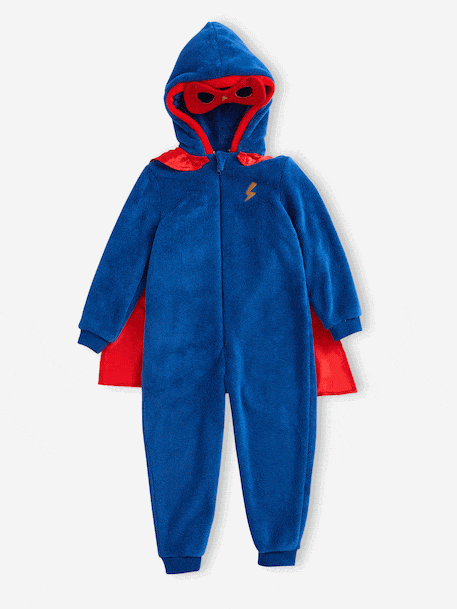 Combi pyjama superheld: cape + afneembaar masker koningsblauw - vertbaudet enfant 