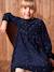 Jurk in fluweel / velours met print voor meisjes marineblauw - vertbaudet enfant 