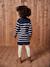 Gestreept jurk in trui voor meisjes ecru+marineblauw - vertbaudet enfant 