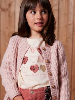 -T-shirt voor meisjes met hartjesprint en lange mouwen