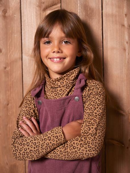 Set van 3  t-shirts met rolkraag voor meisjes ecru+inktblauw+poederroze set - vertbaudet enfant 