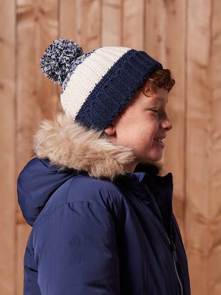 Set jongens muts + snood + handschoenen in colorblock nachtblauw - vertbaudet enfant 