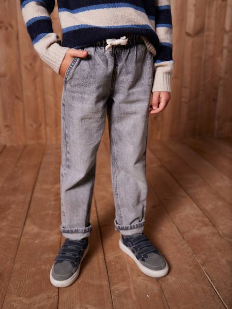 Wijde jongensbroek, eenvoudig aan te trekken gebleekt denim+grijs+ongewassen denim+stone - vertbaudet enfant 
