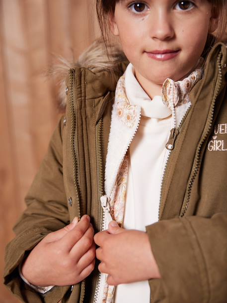 3-in-1 parka met capuchon meisje DARK GREEN+groengrijs+kaki+PURPLE DARK+salie+zwart - vertbaudet enfant 
