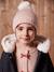 Jacquard babyset muts + snood + wanten/handschoenen voor meisjes ecru+rozen - vertbaudet enfant 