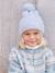 Set van muts + snood + wanten in kabelbreiwerk gemêleerd grijs+ROZE - vertbaudet enfant 