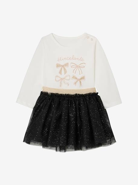 Babyset voor meisjes, t-shirt, rok met glitter zwart - vertbaudet enfant 