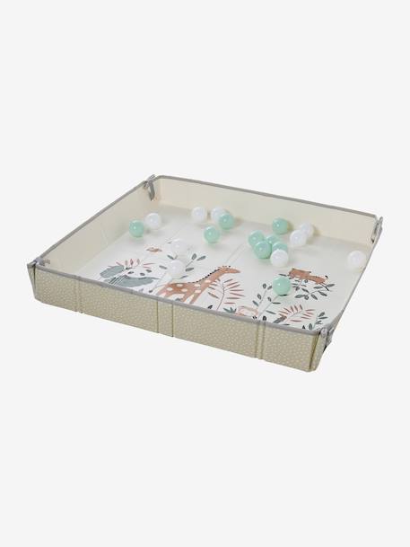Omkeerbaar en opvouwbaar tapijt met ballen beige+groen - vertbaudet enfant 
