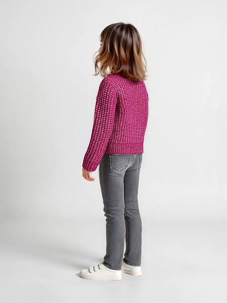 Slim jeans gemiddeld meisjes donkerblauw+gebleekt denim+grijs+middenblauw - vertbaudet enfant 