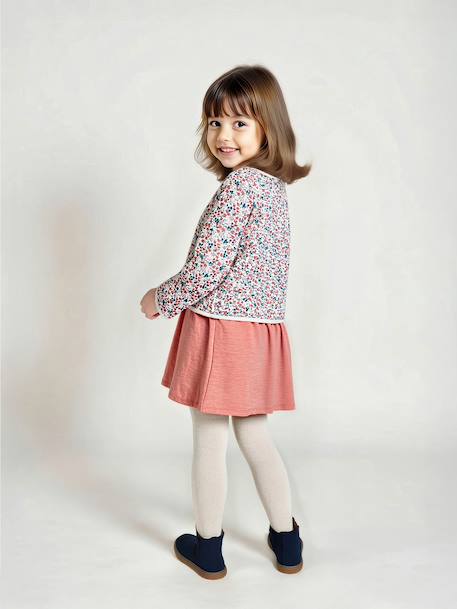 Set met jurk en gewatteerd vest voor meisjes antraciet+rozenhout - vertbaudet enfant 