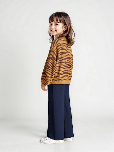 Gevoerde wijde legging van fleece voor meisjes marineblauw+pruim+smaragdgroen - vertbaudet enfant 