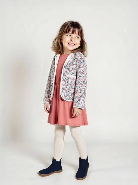 Set met jurk en gewatteerd vest voor meisjes antraciet+rozenhout - vertbaudet enfant 