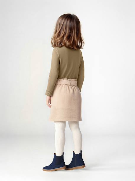 Meisjesshirt met lovertjes ecru+olijf - vertbaudet enfant 