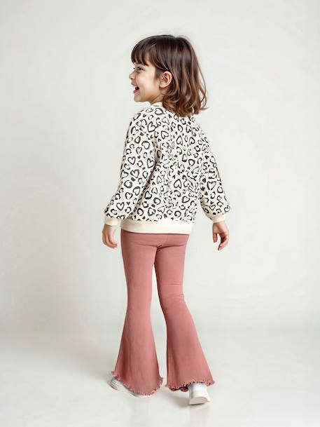 Set met sweater met print en uitlopende legging voor meisjes rozenhout - vertbaudet enfant 
