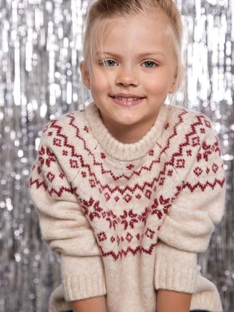 Jacquard trui gemengd kerst capsule familie ecru - vertbaudet enfant 