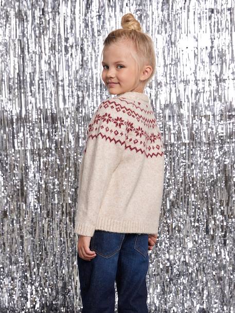 Jacquard trui gemengd kerst capsule familie ecru - vertbaudet enfant 
