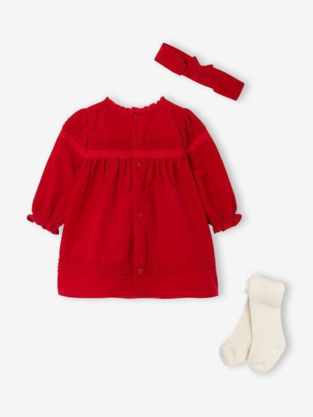 3-delige babypakje met jurk + haarband + panty in thema Kerst rood - vertbaudet enfant 