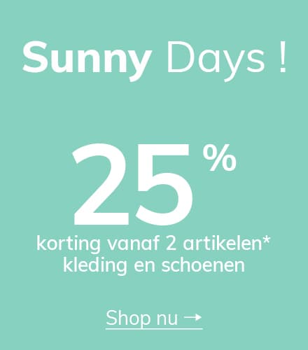 Sunny days: 25% korting vanaf 2 artikelen* kleding en schoenen